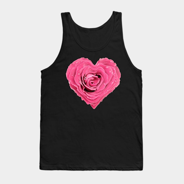 Heart Shaped Pink Flower with Water Droplets Tank Top by SkorpSZNWear